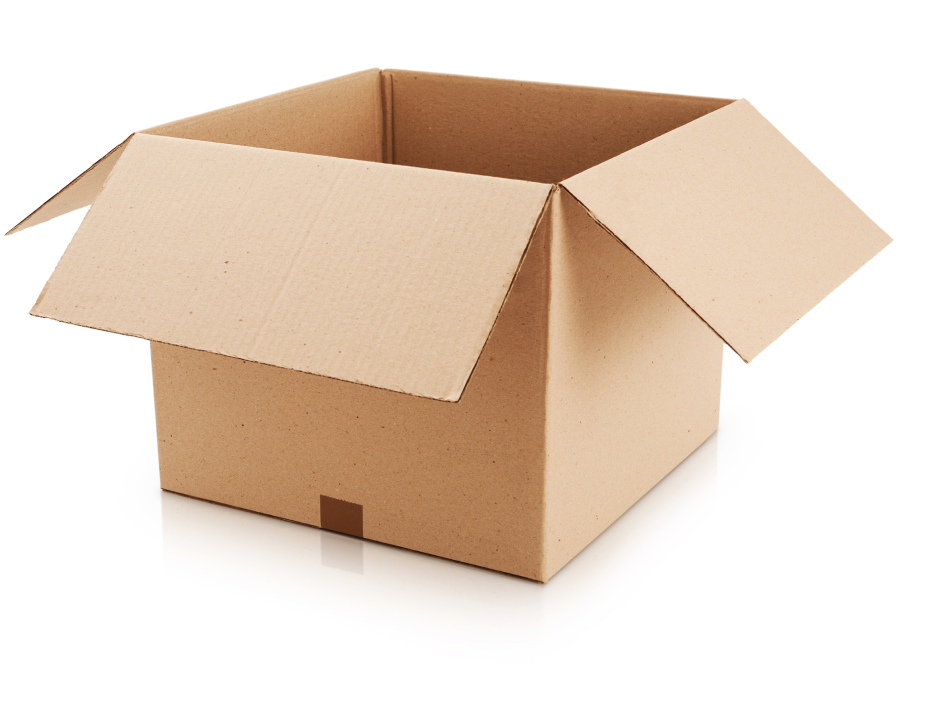 Ein offener Pappkarton